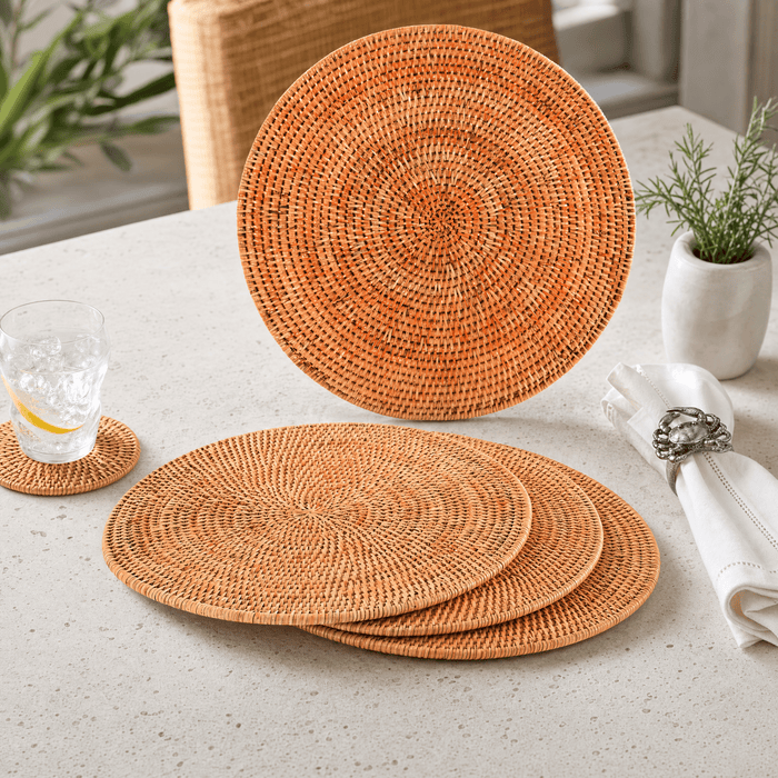 Hand Woven Wicker Rattan Round Placemat - Set of 4 2