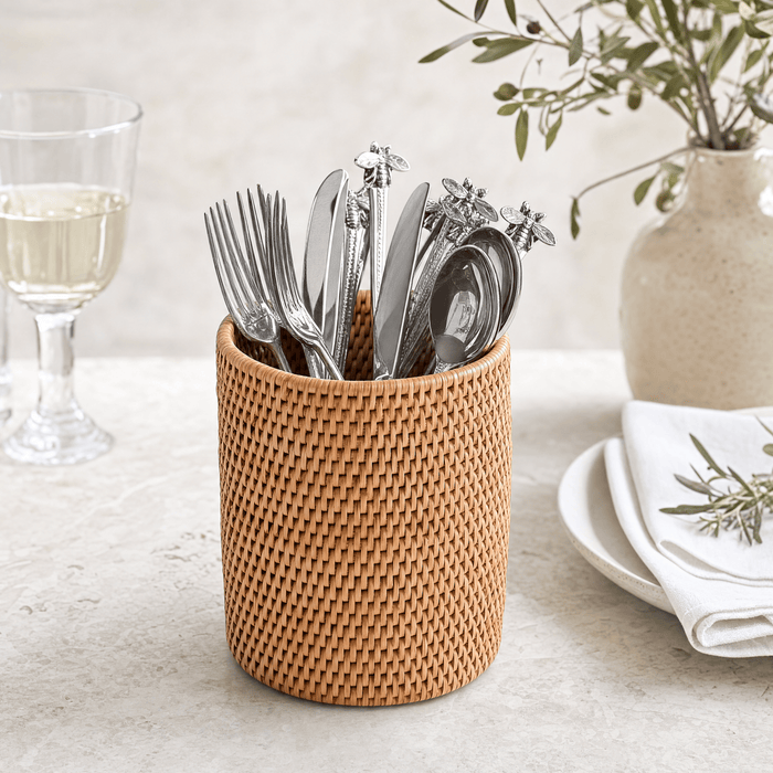 Hand Woven Wicker Rattan Utensils Holder 4