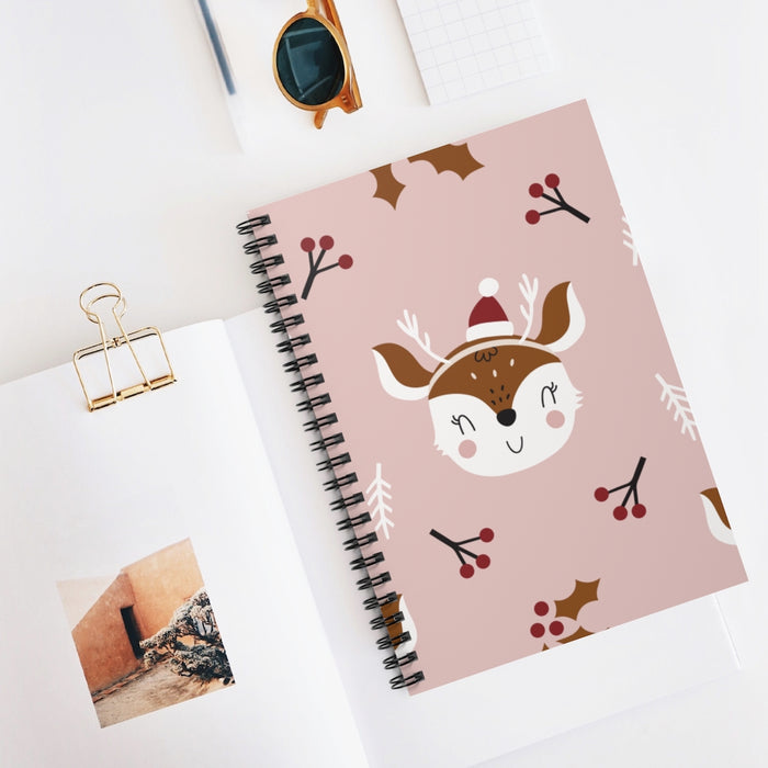 Happy Reindeer Spiral Lined Notebook