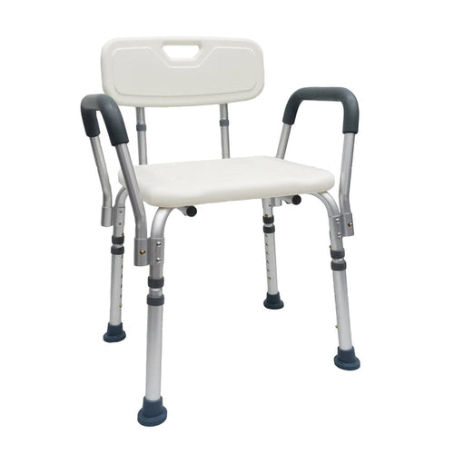 HappyBath Tool-Free Shower Chair with Backrest and Handles Assembled