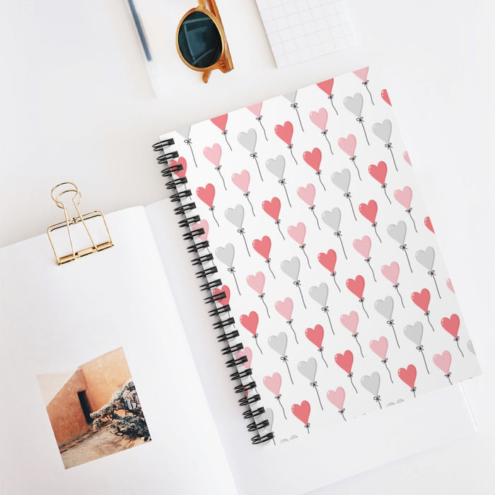 Heart Balloons Spiral Lined Notebook