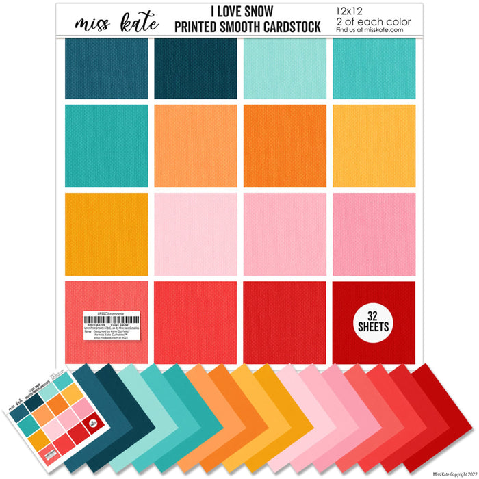 I Love Snow - Linen Printed Smooth Cardstock Single-Sided