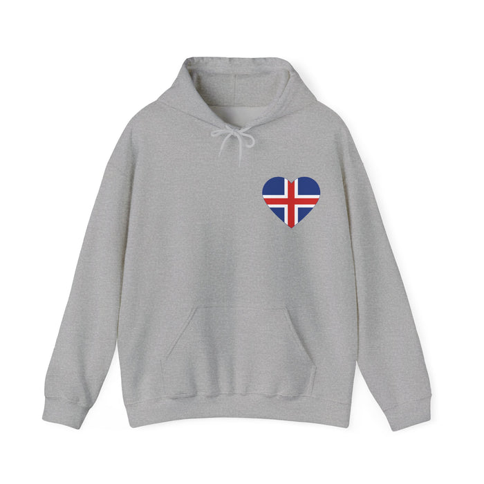 Icelandic Flag Heart Hooded Sweatshirt