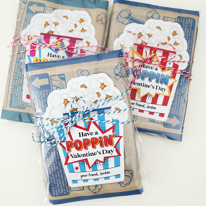 Custom Personalized Kids Valentine Popcorn Stickers - XOXOKristen