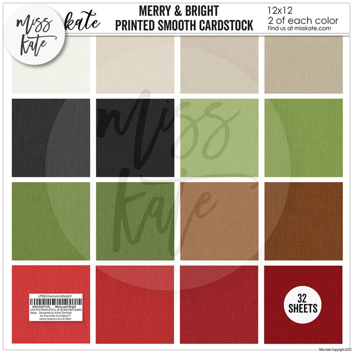 Merry & Bright - Linen Printed Smooth Cardstock Single-Sided