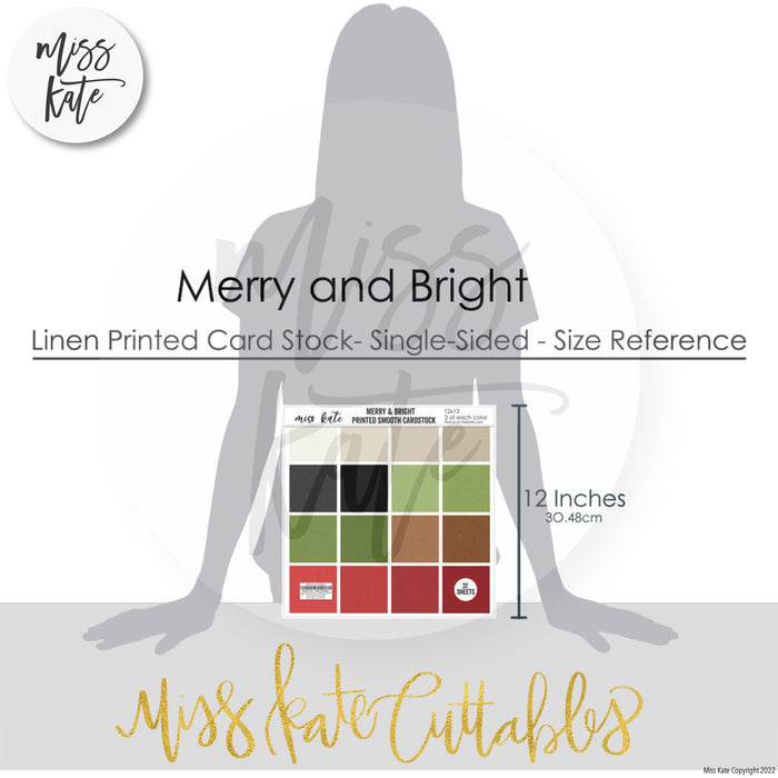 Merry & Bright - Linen Printed Smooth Cardstock Single-Sided