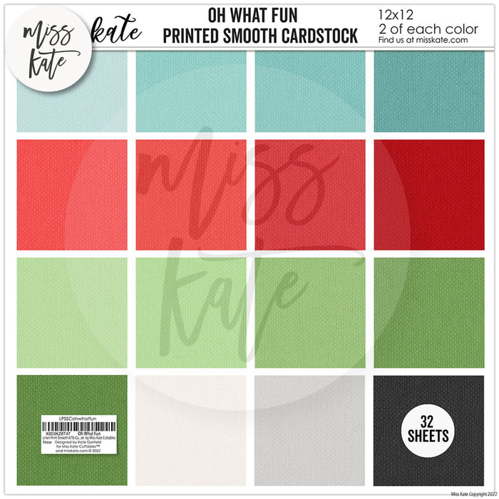 Oh What Fun - Linen Printed Smooth Cardstock Single-Sided