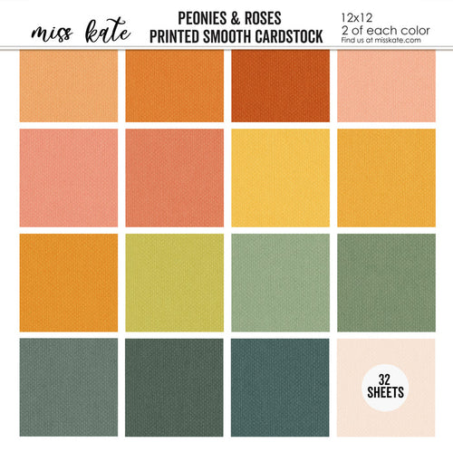 Peonies & Roses Linen-Printed Smooth Cardstock Single-Sided