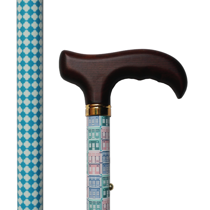Peranakan Shophouses Adjustable & Foldable Luxe Walking Stick by Binary Style Cane: $78