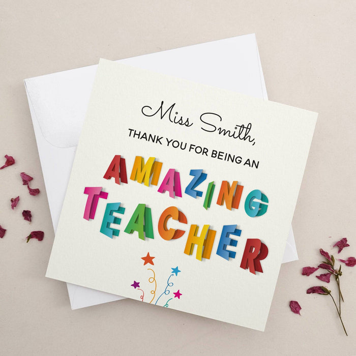 Personalized Thank you Card for Amazing Teacher - XOXOKristen