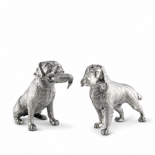 Pewter Hunting Dogs Salt & Pepper Set 1