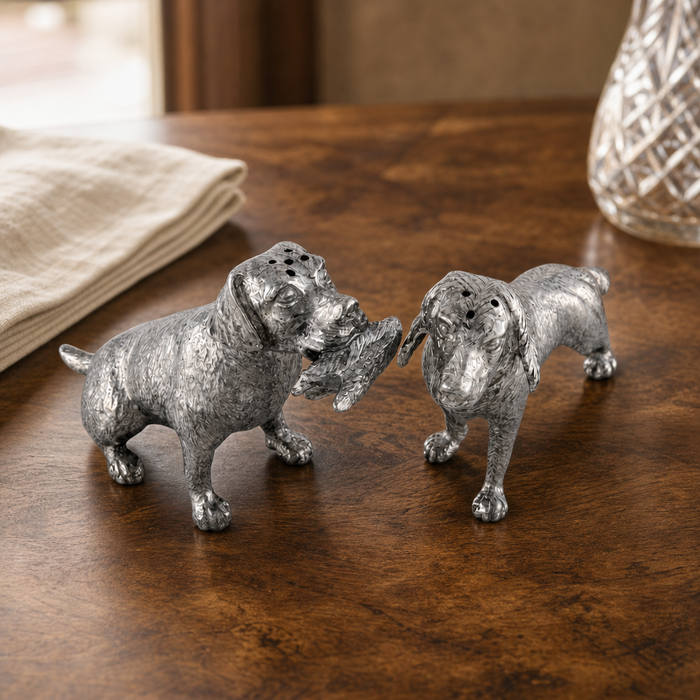 Pewter Hunting Dogs Salt & Pepper Set 3
