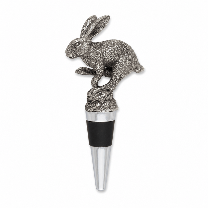 Pewter Jumping Hare Bottle Stopper 1