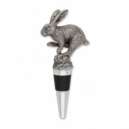 Pewter Jumping Hare Bottle Stopper 1