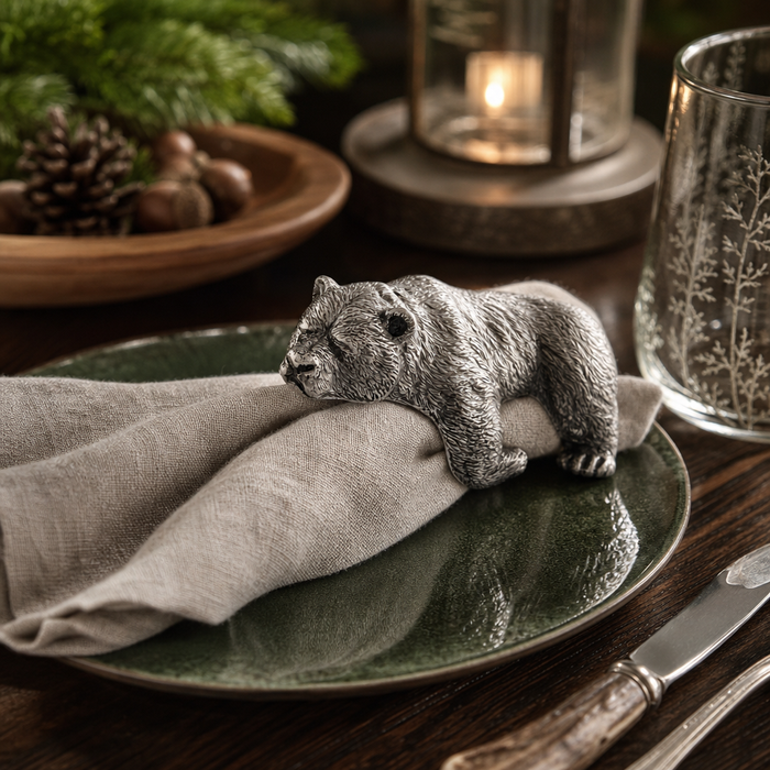 Pewter Sleeping Bear Napkin Ring 3
