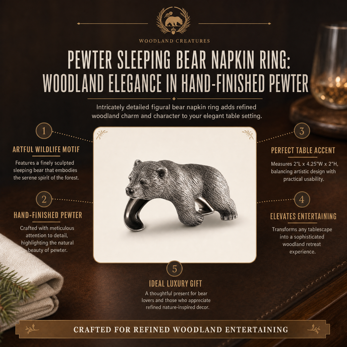 Pewter Sleeping Bear Napkin Ring 1