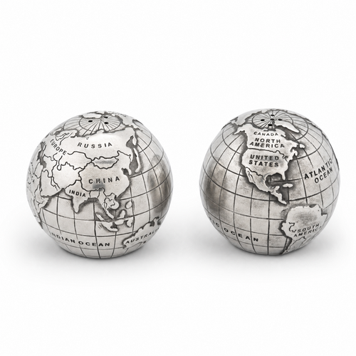 Pewter World Globe Salt & Pepper Set 1