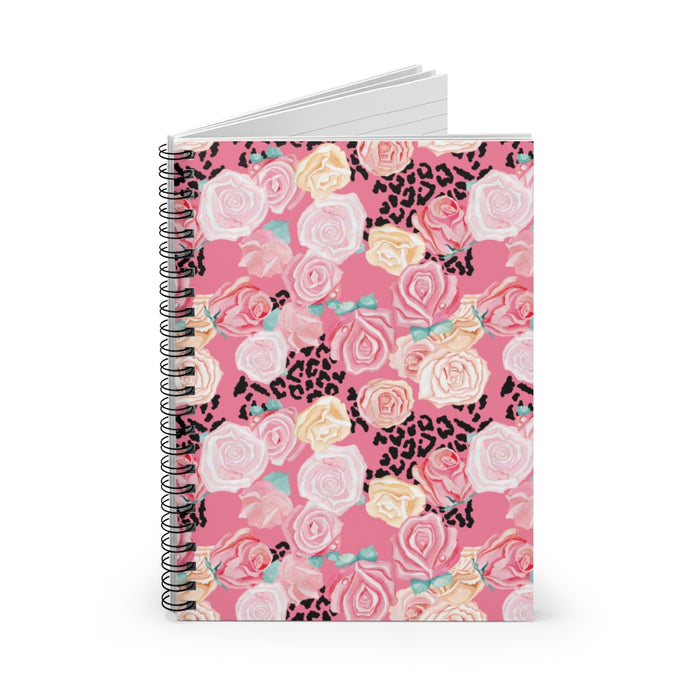 Pink Floral Animal Print Spiral Lined Notebook