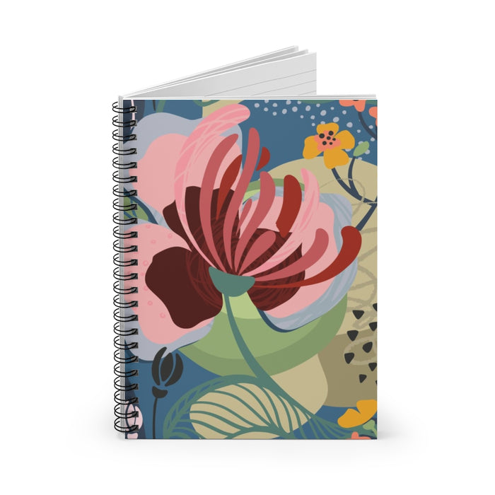 Raspberry Floral Spiral Lined Notebook