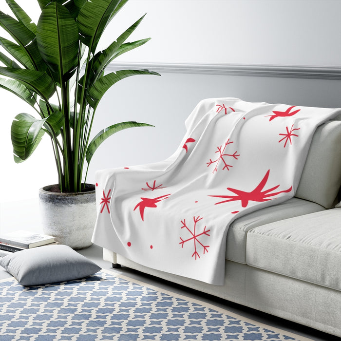 Red Snowflakes Sherpa Fleece Blanket