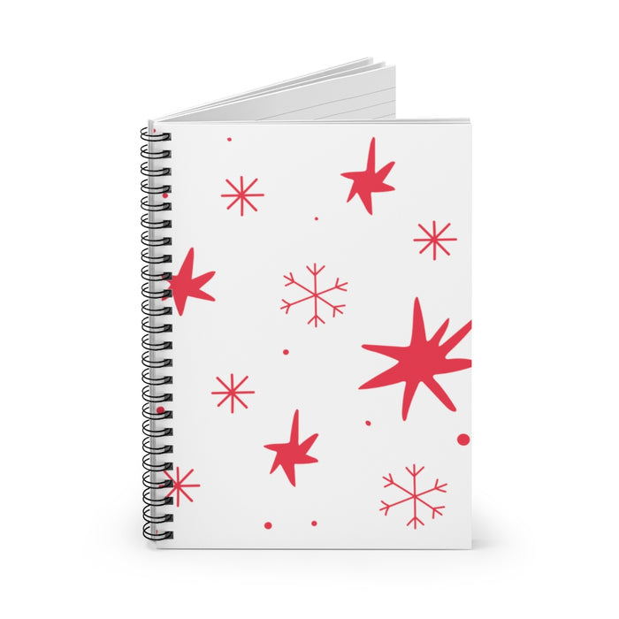 Red Snowflakes Spiral Lined Notebook