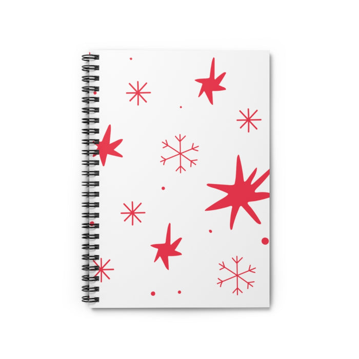 Red Snowflakes Spiral Lined Notebook