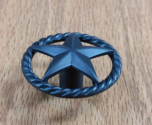 Single Star Knob with Rope Edge, Oil Rubbed Bronze finish - Wild West Hardware