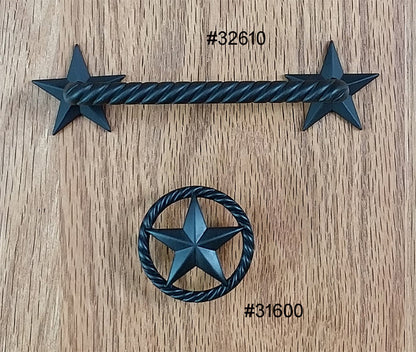 Single Star Knob with Rope Edge, Oil Rubbed Bronze finish - Wild West Hardware