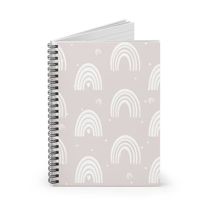 Soft Pink Boho Rainbow Spiral Lined Notebook