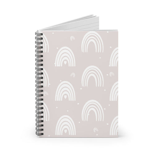 Soft Pink Boho Rainbow Spiral Lined Notebook
