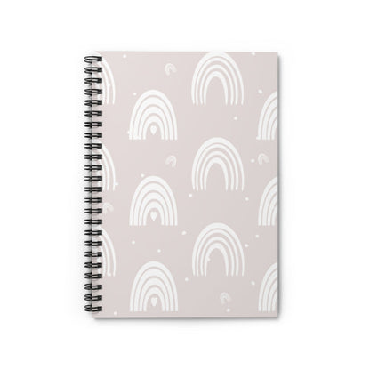 Soft Pink Boho Rainbow Spiral Lined Notebook