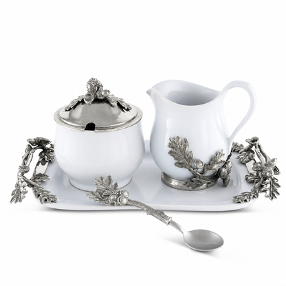 Stoneware Creamer Set - Pewter Acorn & Oak Leaf 1