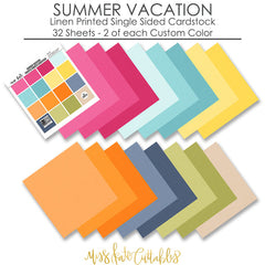 Summer Vacation - Linen-Printed Smooth Cardstock Single-Sided