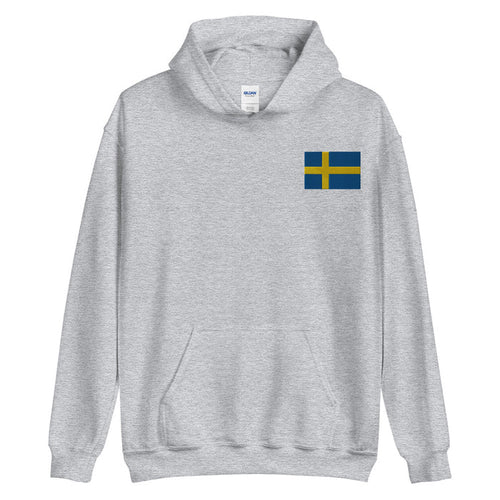 Swedish Flag Embroidered Unisex Hoodie Scandinavian Design Studio