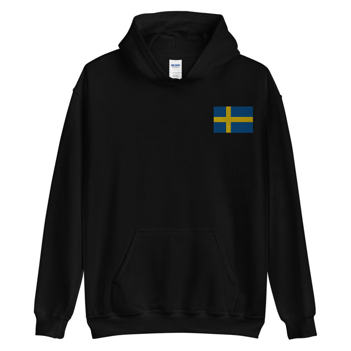 Swedish Flag Embroidered Unisex Hoodie Scandinavian Design Studio