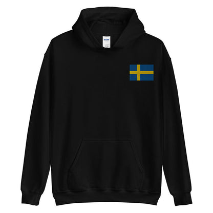 Swedish Flag Embroidered Unisex Hoodie Scandinavian Design Studio