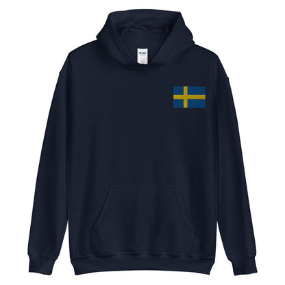 Swedish Flag Embroidered Unisex Hoodie Scandinavian Design Studio