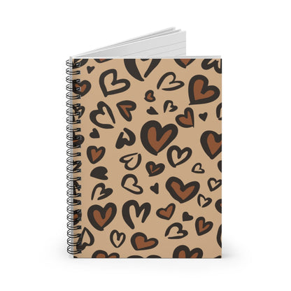 Tan Leopard Hearts Spiral Lined Notebook