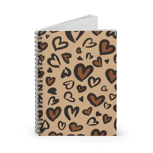Tan Leopard Hearts Spiral Lined Notebook