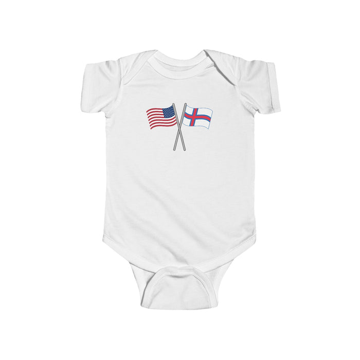 United States And Faroe Islands Crossed Flags Baby Bodysuit