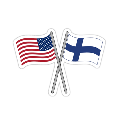 United States And Finland Crossed Flags Sticker