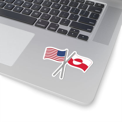 United States And Greenland Crossed Flags Sticker