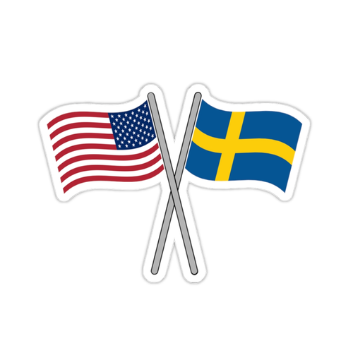 United States And Sweden Crossed Flags Sticker
