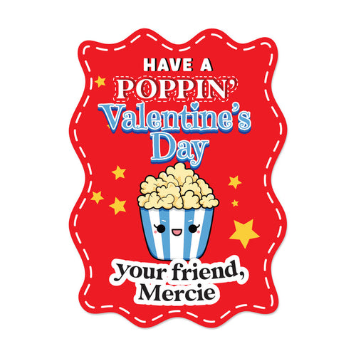 Custom Personalized Valentine Popcorn Stickers for Kids - XOXOKristen