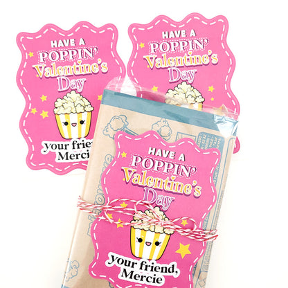 Custom Personalized Valentine Popcorn Stickers for Kids - XOXOKristen