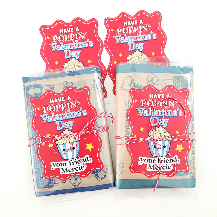 Custom Personalized Valentine Popcorn Stickers for Kids - XOXOKristen