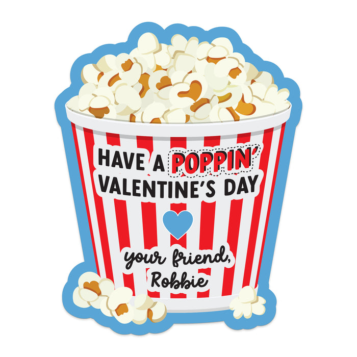 Personalized Valentine's Day Popcorn Stickers for Kids - XOXOKristen