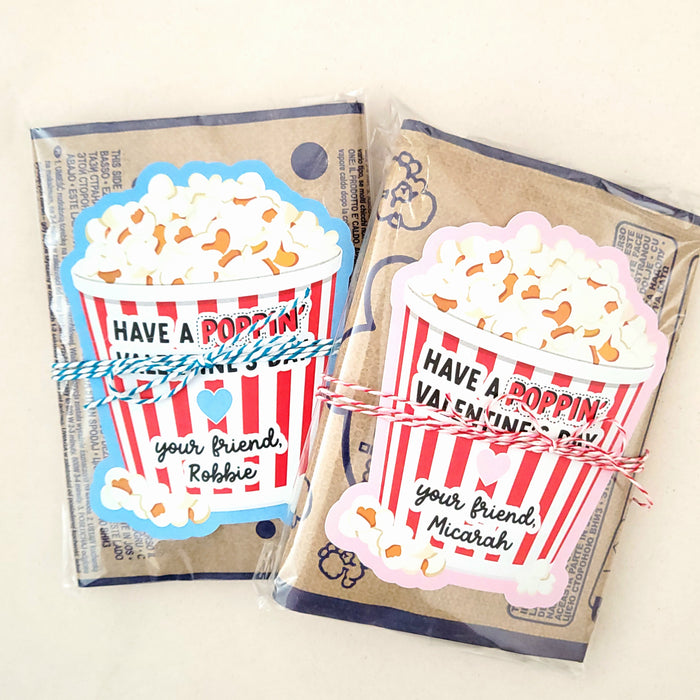 Personalized Valentine's Day Popcorn Stickers for Kids - XOXOKristen