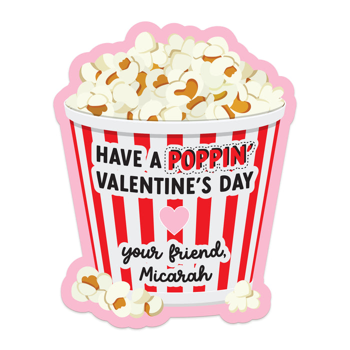 Personalized Valentine's Day Popcorn Stickers for Kids - XOXOKristen