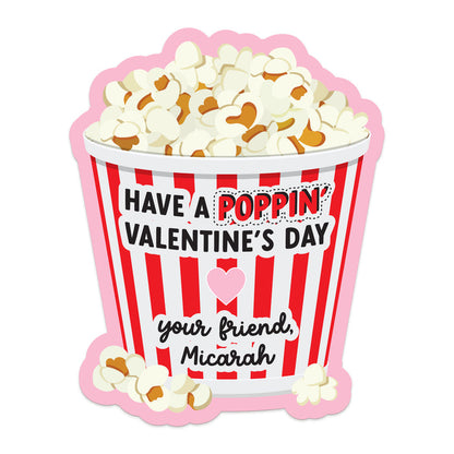 Personalized Valentine's Day Popcorn Stickers for Kids - XOXOKristen